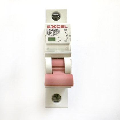 Excel EXMCB50 Red Toggle B50 50A 50 Amp MCB Circuit Breaker Type B